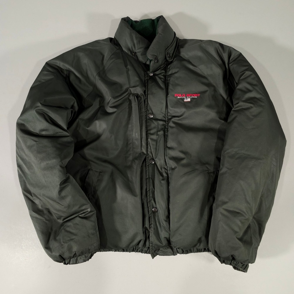 Polo Sport Down Puffer Jacket Mens Medium Green Vintage Polartec Ralph Lauren